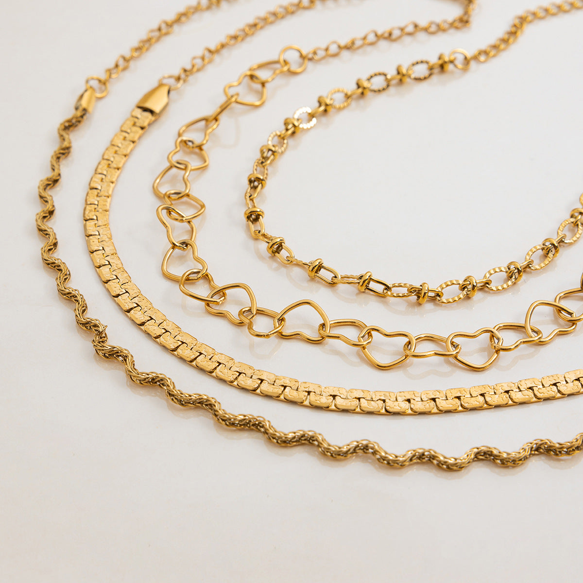 Wholesale 18K gold stainless steel vintage sand gold flat chain bracelet