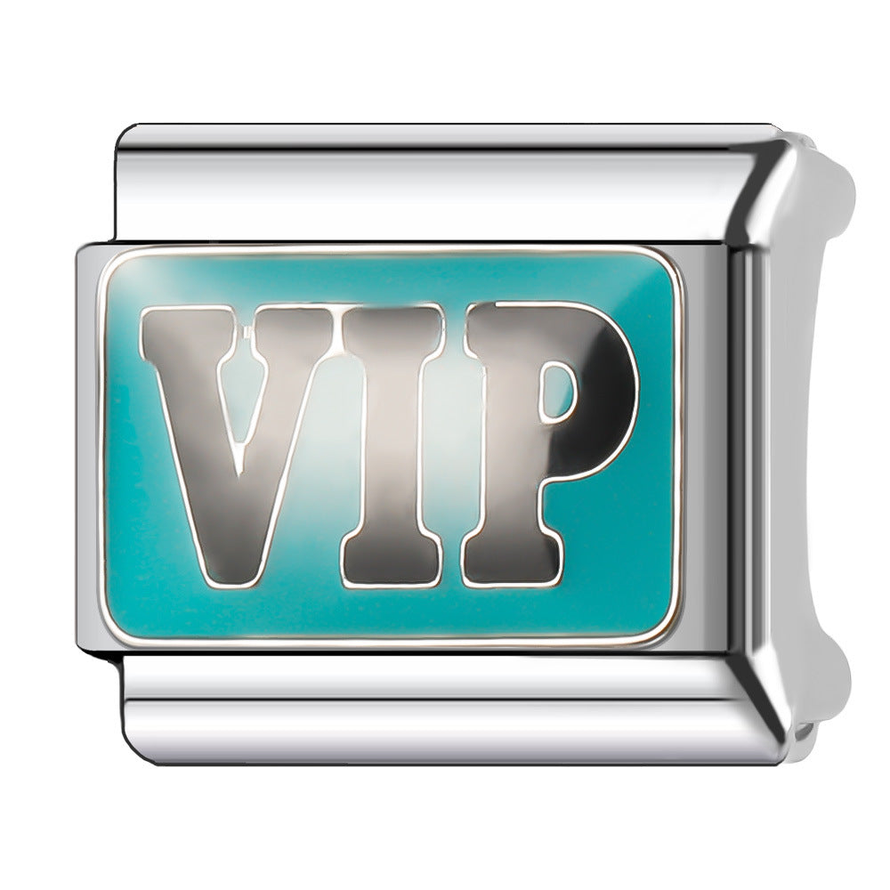 Wholesale Italian Charm Bracelet 9mm DIY Splicing English Series Stainless Steel Composable Bracelet