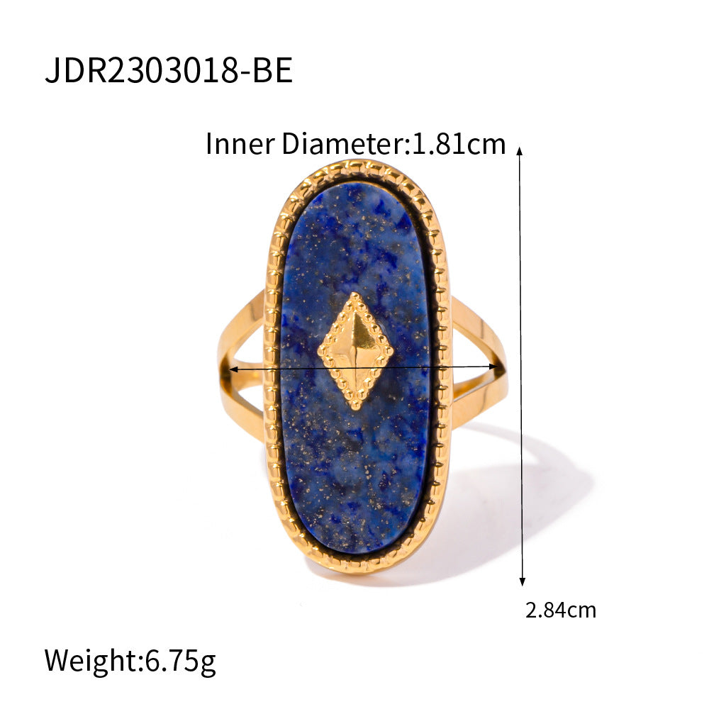 Wholesale Stainless Steel Natural Stone Geometric Ring Fashion Jewelry Accessory Everyday Wear