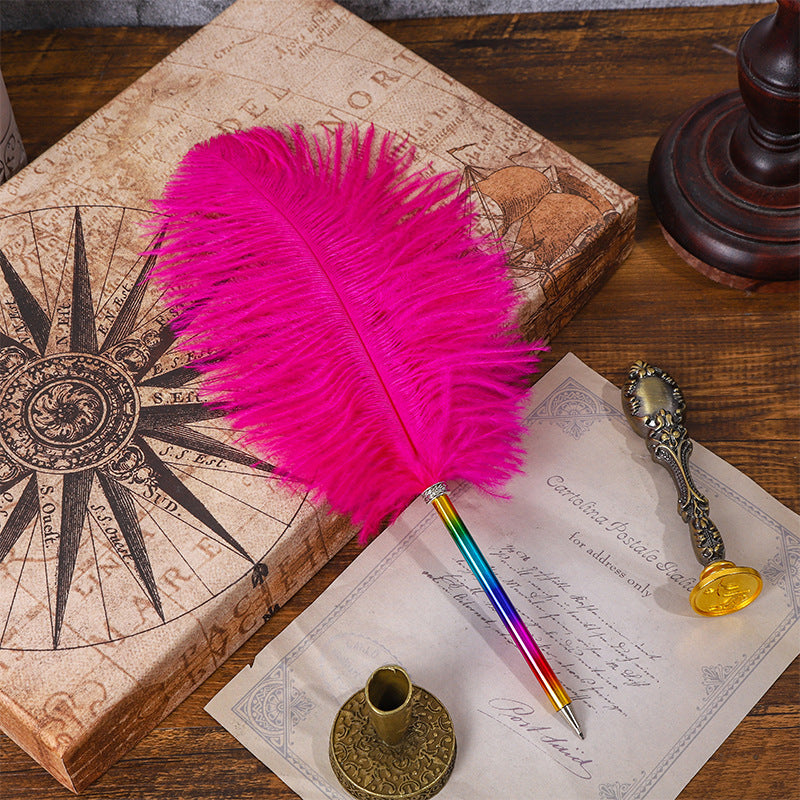 Wholesale Rainbow Color Feather Ballpoint Pen