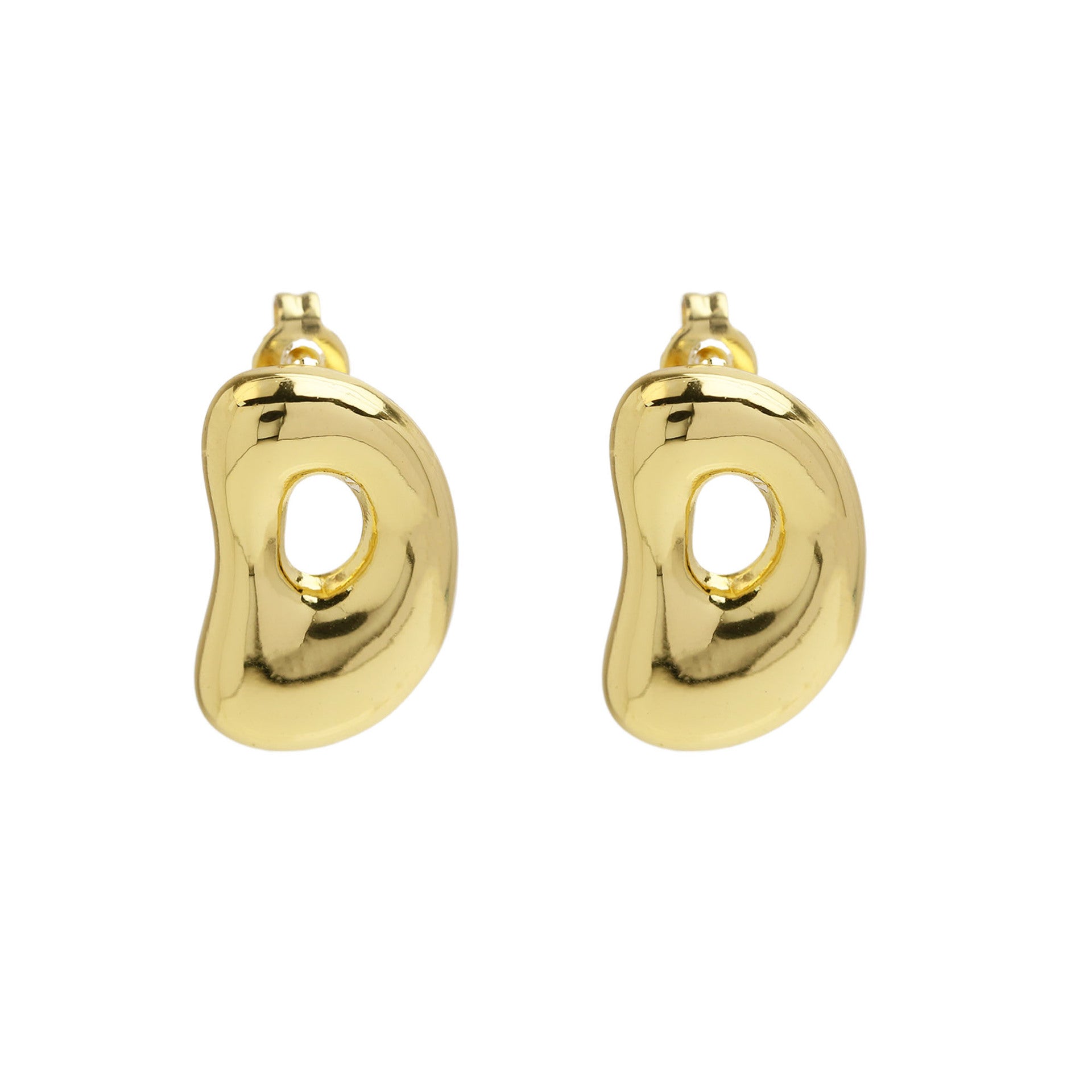 Wholesale  copper plated 18k real gold chubby bubble balloon 26 English letter earrings