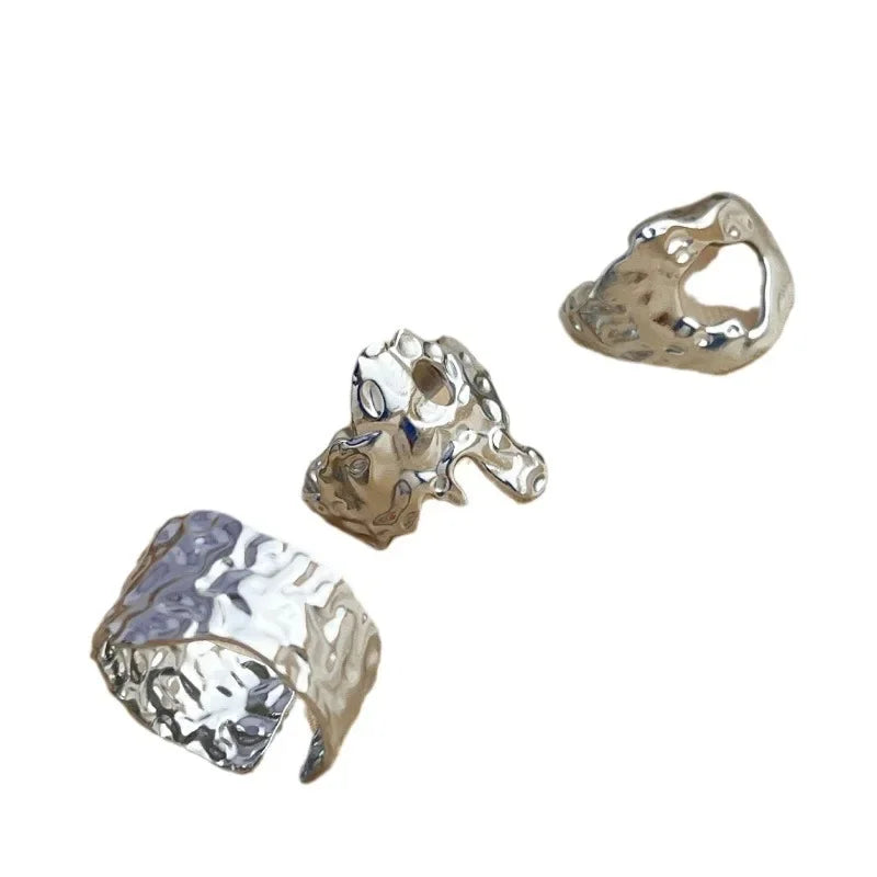 Wholesale Geometric Wide Face Stainless Steel Ring