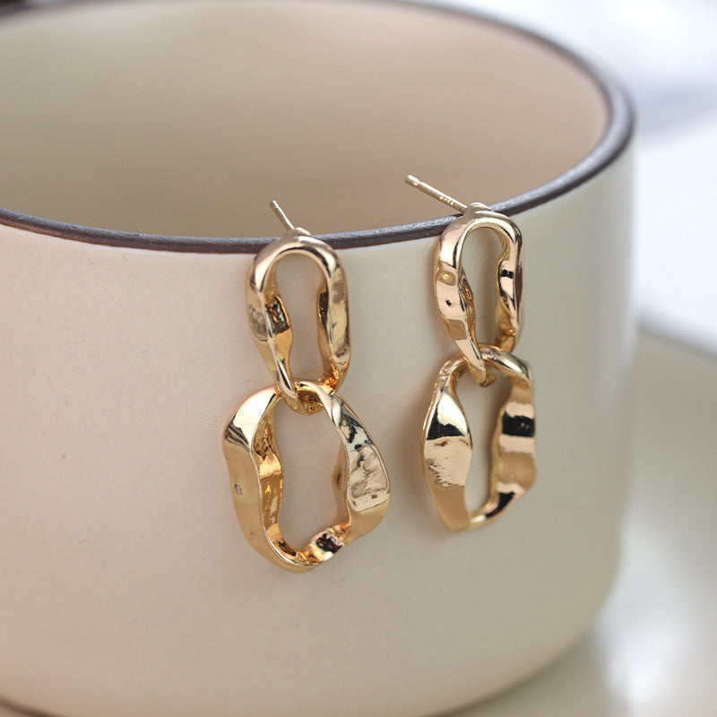 Wholesale metal exaggerated fashion leaves retro s925 silver needle alloy earrings ACC-ES-RuLong002