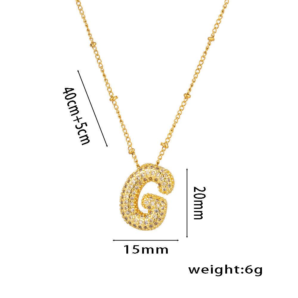 Wholesale Rock Sugar Zircon English Letter Necklace Titanium Steel Necklace ACC-NE-NaBao001