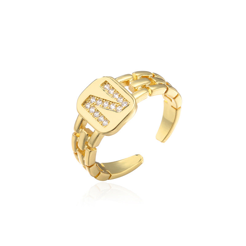 Wholesale 26 Letters Open Adjustable Ring ACC-RS-AoGu007
