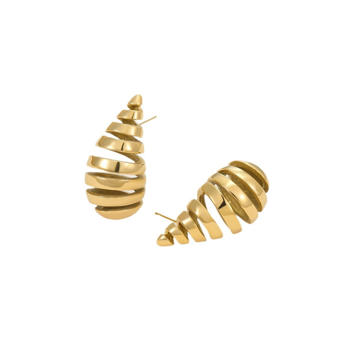 Wholesale  18K gold water drop texture stainless steel irregular earrings