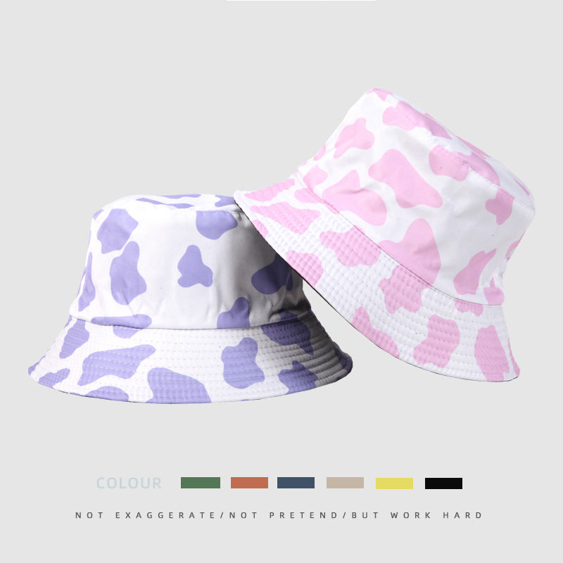 Wholesale  Fisherman Hat Cow Printed Double-sided Casual Basin Hat Bucket Hat