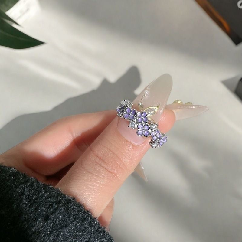 Wholesale Purple Drip Glaze Flower Ring