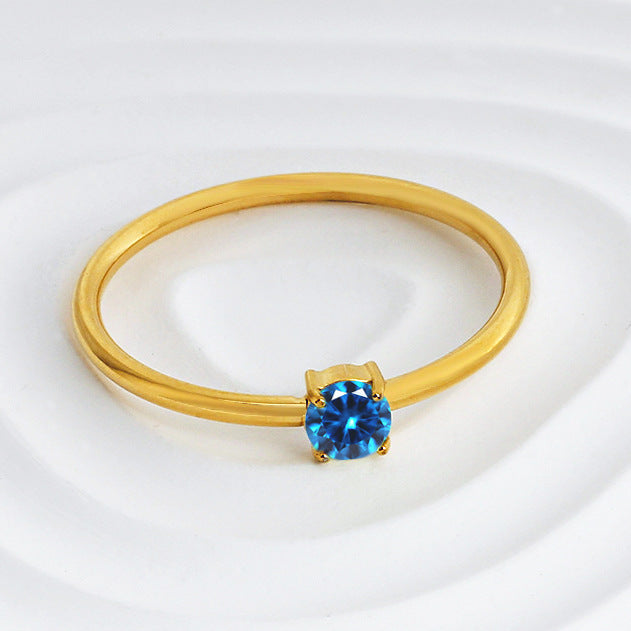 Wholesale 2PCS Titanium steel colored zircon ring