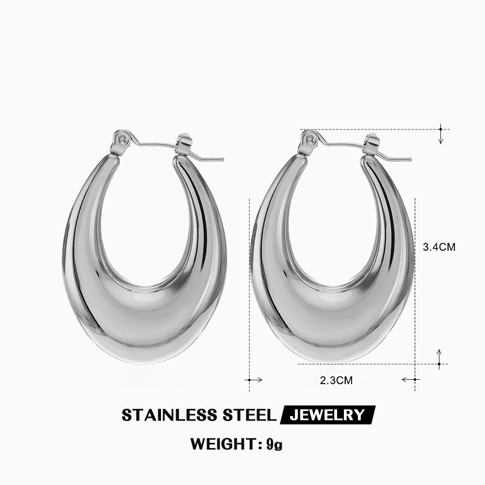 Wholesale popular geometric stainless steel light luxury hollow earrings