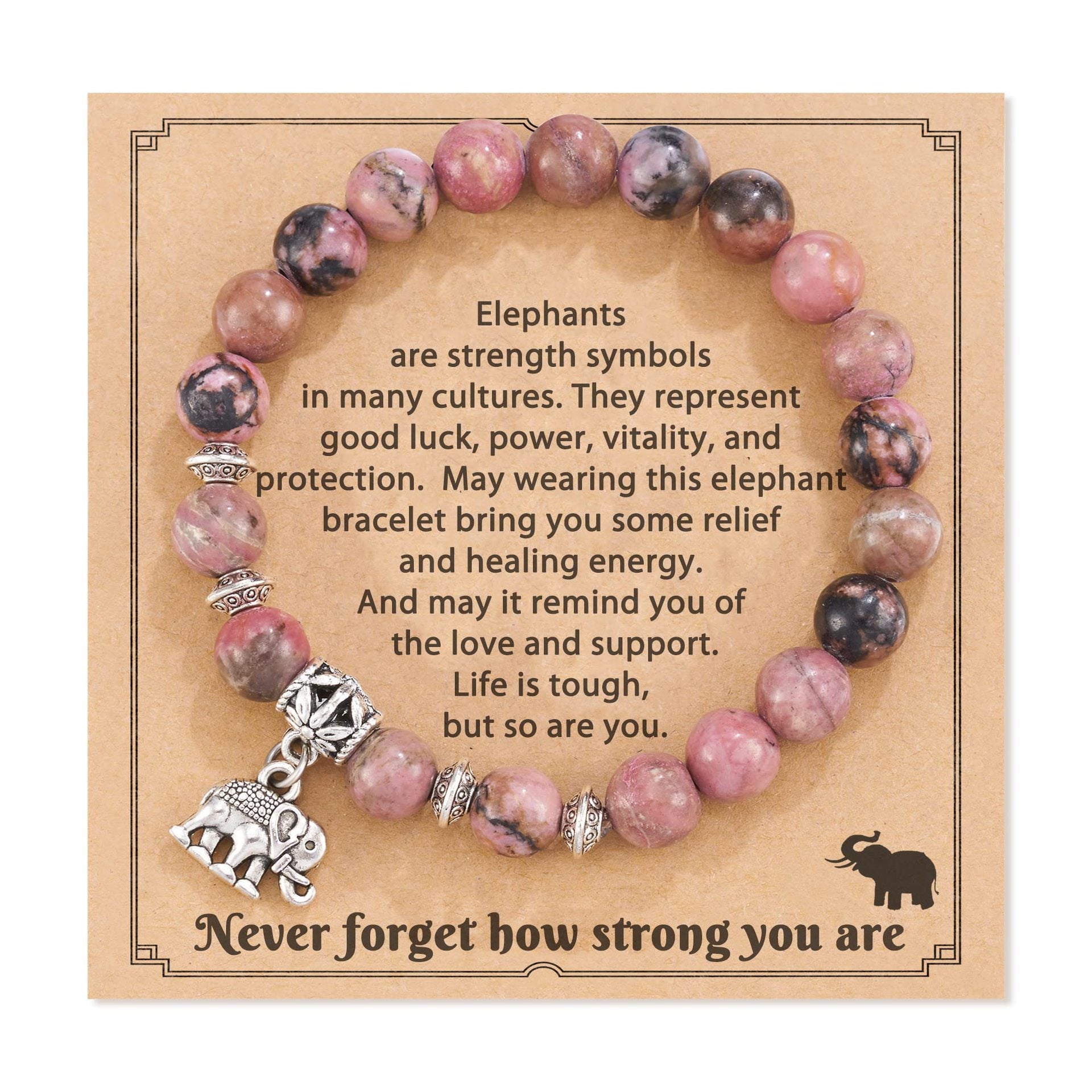 Wholesale 8mm Natural Pink Zebra Stone Beaded Bracelet Graduation Season Gift Friendship Elephant Bracelet Miyuki ACC-BT-ZhongH020