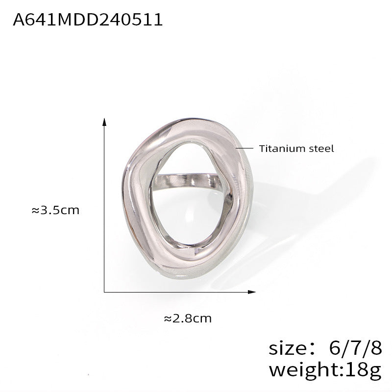 Wholesale Cold Wind Style Geometric Hollow Irregular Ring - Titanium Steel Gold-Plated Fashion Accessory