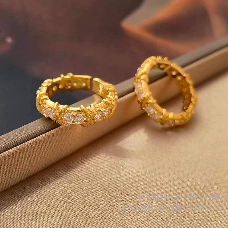 Wholesale Copper Gold Plated Zircon Open Ring