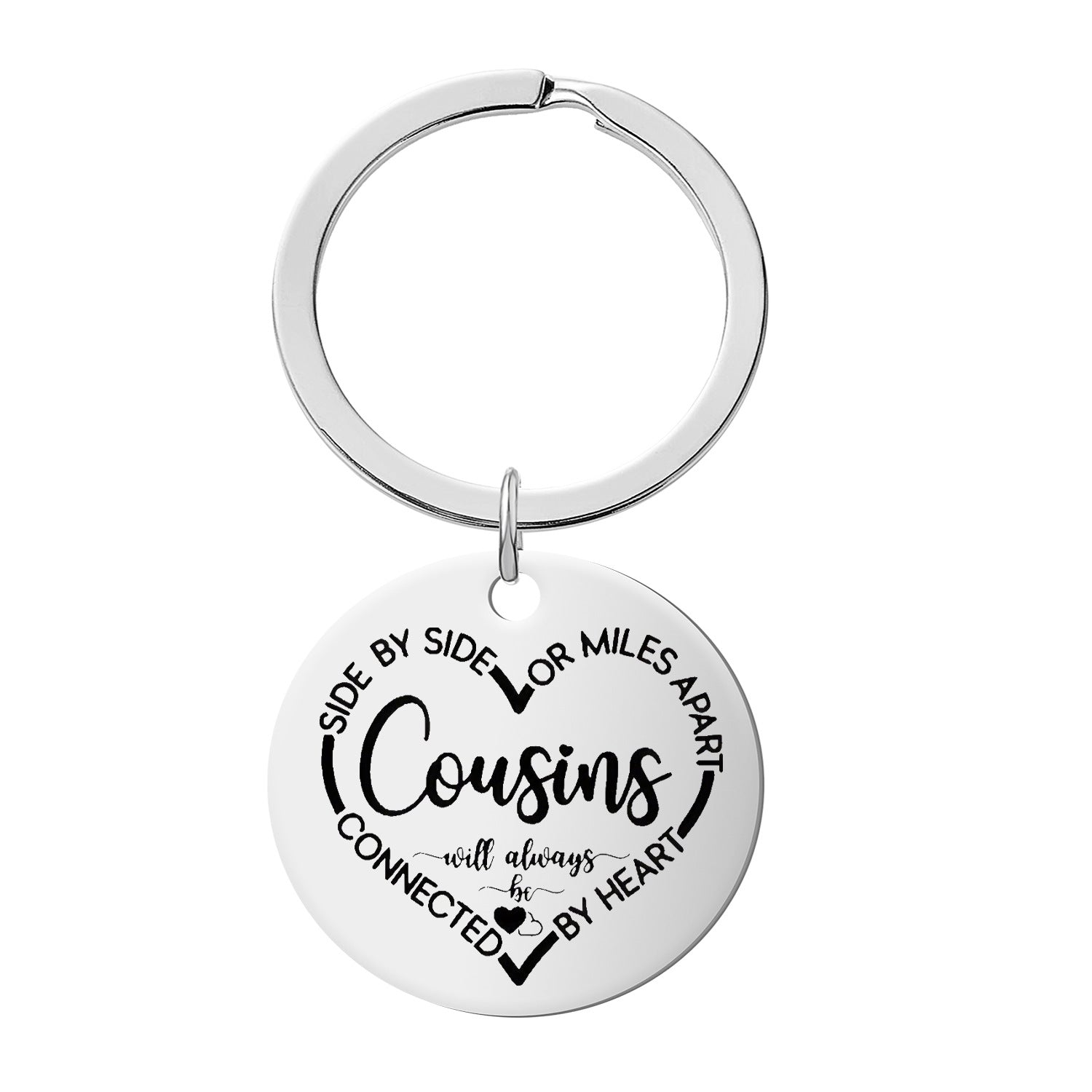 Wholesale heart creative engraving stainless steel keychain