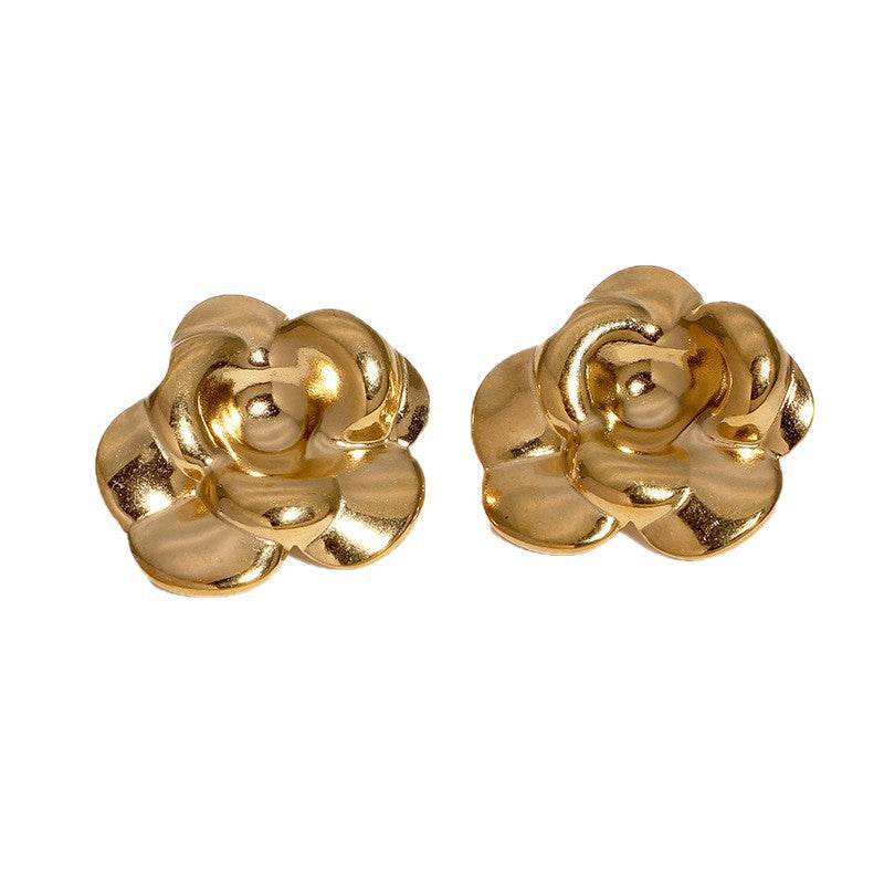 Wholesale Fashion Sweet Flower Earrings Stainless Steel Gold Plated French Minimalist For Party Gift Boutique Resale