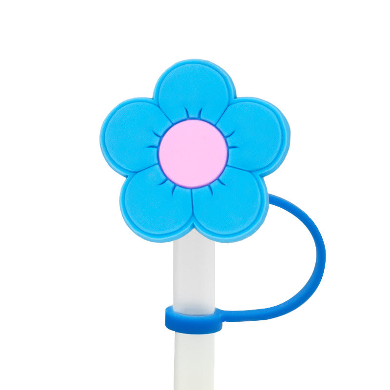Wholesale 10PCS Plant Flowers Silicone Straw Tube Cap Straw Sleeves Straw Decorations