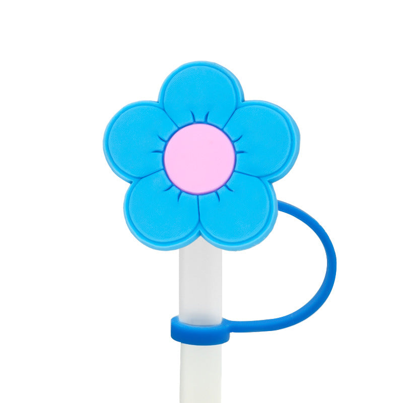 Wholesale 10PCS Plant Flowers Silicone Straw Tube Cap Straw Sleeves Straw Decorations