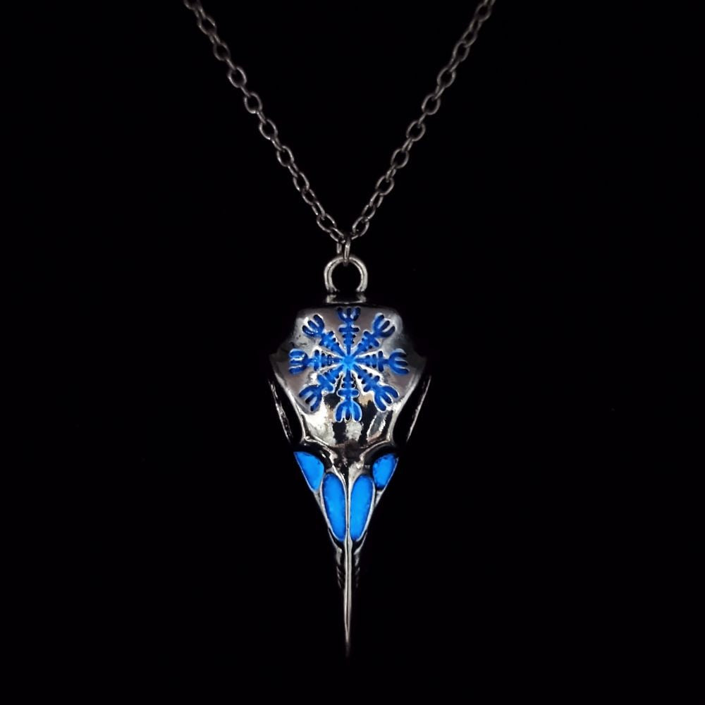 Wholesale  Retro Luminous Pendants Viking Crow Skull Eagle Beak Luminous Necklace