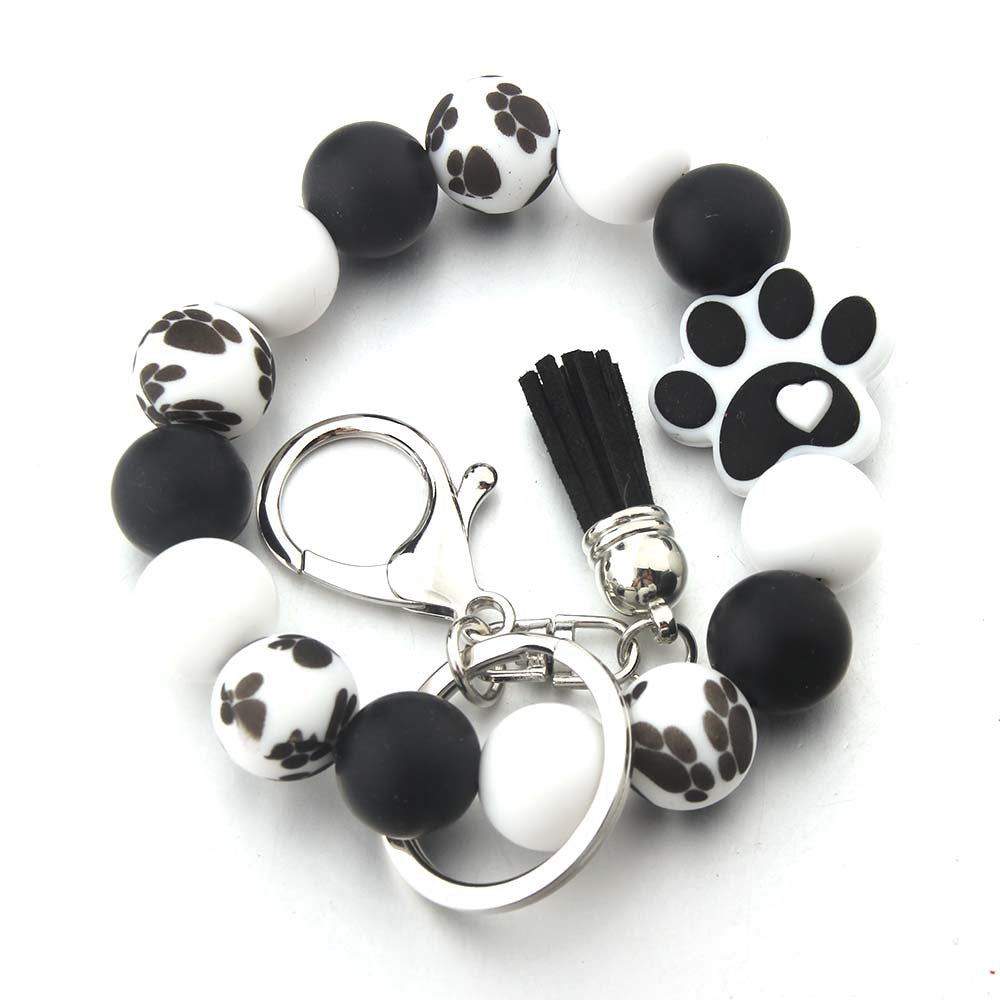 Wholesale Cartoon Dog Paw Silicone Handmade Tassel Bracelet Keychain ACC-KC-JinAn020