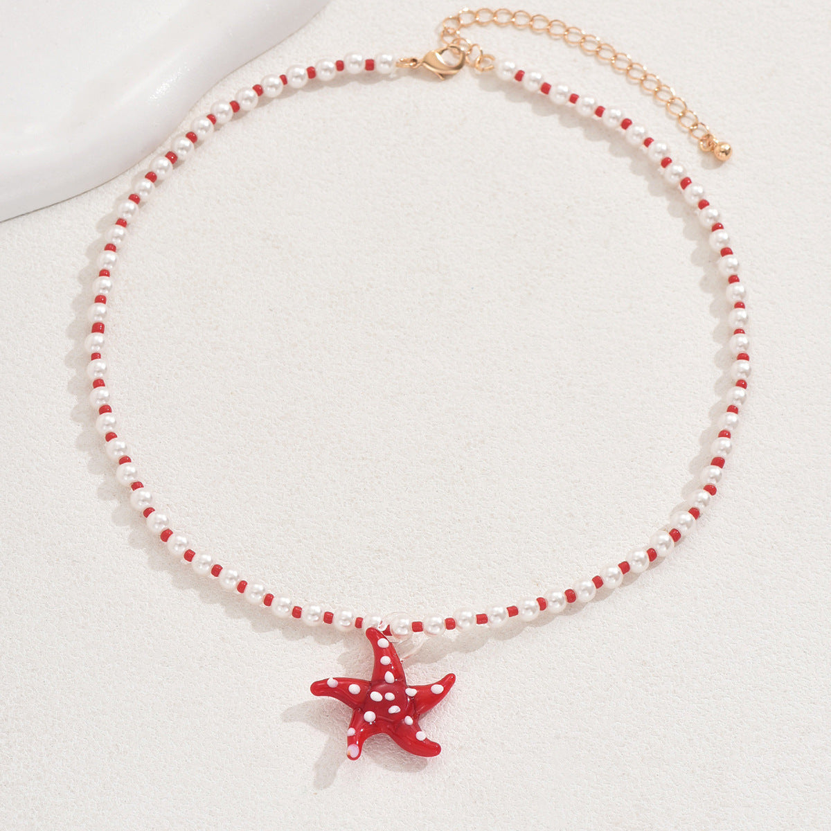 Wholesale  Popular Pearl Necklace Glazed Starfish Pendant Necklace