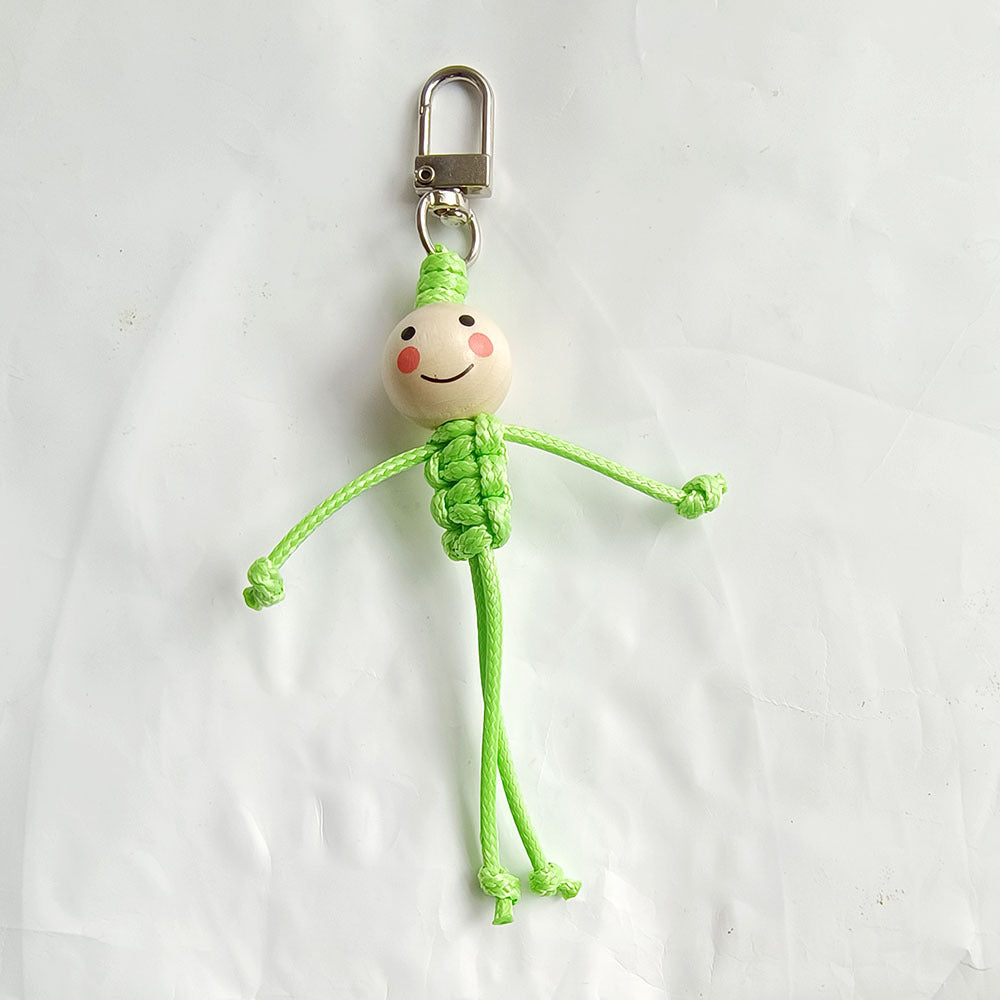 Wholesale Creative Hand-woven Stickman Keychain Wooden Beads Smiley Face School Bag Pendant ACC-KC-YCY007
