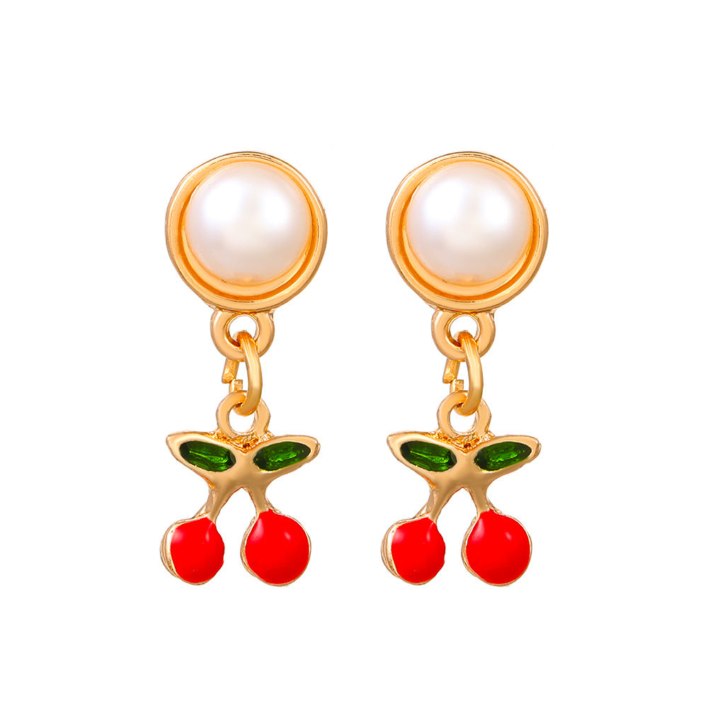 Wholesale  long cherries earrings creative  cute cherry earrings