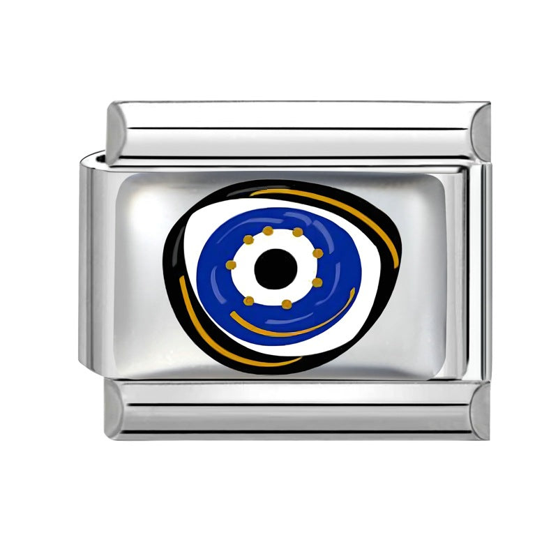 Wholesale 9mm Italian Charm Starter Bracelets DIY Flower Evil Eye Series Stainless Steel Composable Bracelet