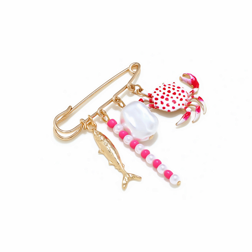 Wholesale Colorful crab and tropical fish brooches with a sweet and whimsical ocean theme