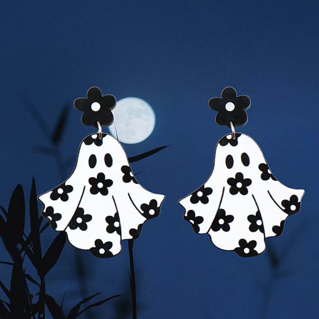 Wholesale Halloween Flower Ghost Acrylic Earrings ACC-ES-AnDao012