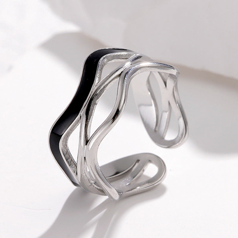 Wholesale Stainless Steel Open Ring Irregular Wave Design Fashion Accessory For Women
