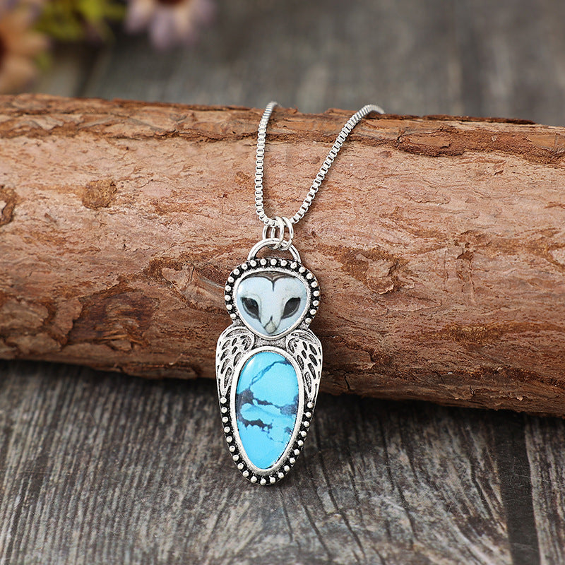 Wholesale Bohemian Retro Exaggerated Owl Alloy Pendant Necklace