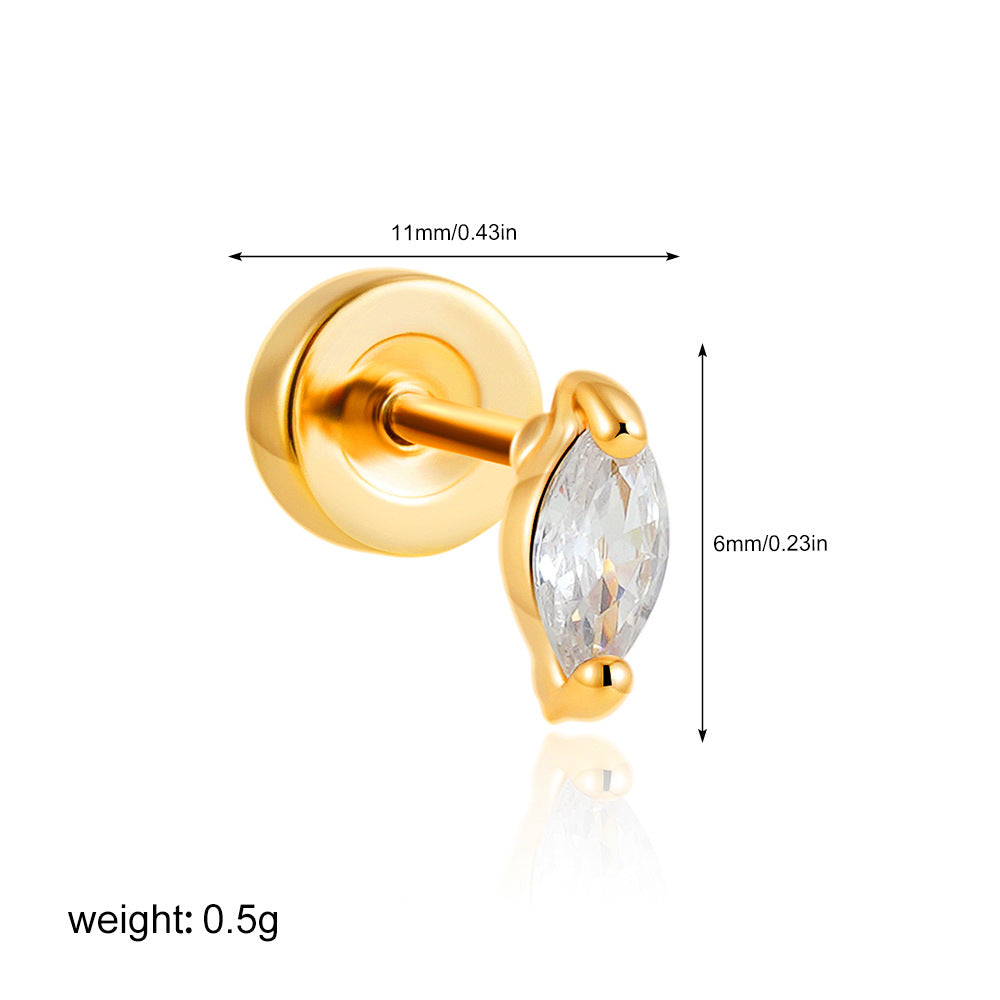 Wholesale Stainless steel 18K gold zircon titanium steel mini stud earrings