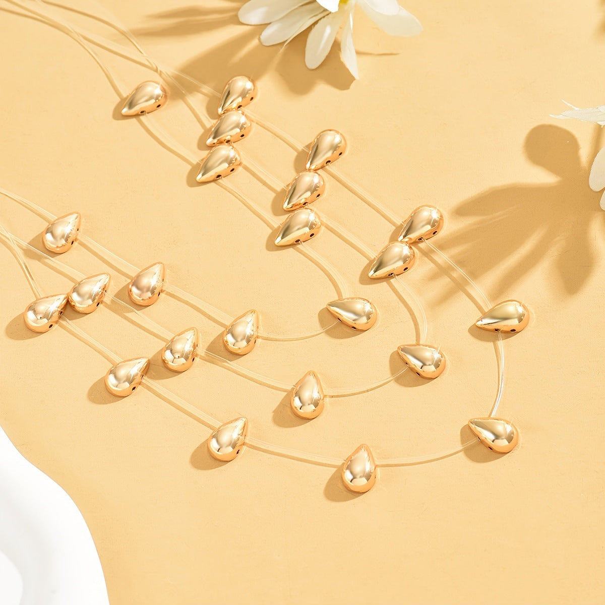 Wholesale Multilayer Punk Bohemian Metal Teardrop Pendant Necklace