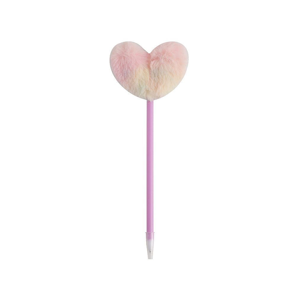 Wholesale Cartoon Heart-shaped Hair Ball Creative Ballpoint Pen Plush ACC-PN-SuManshu002
