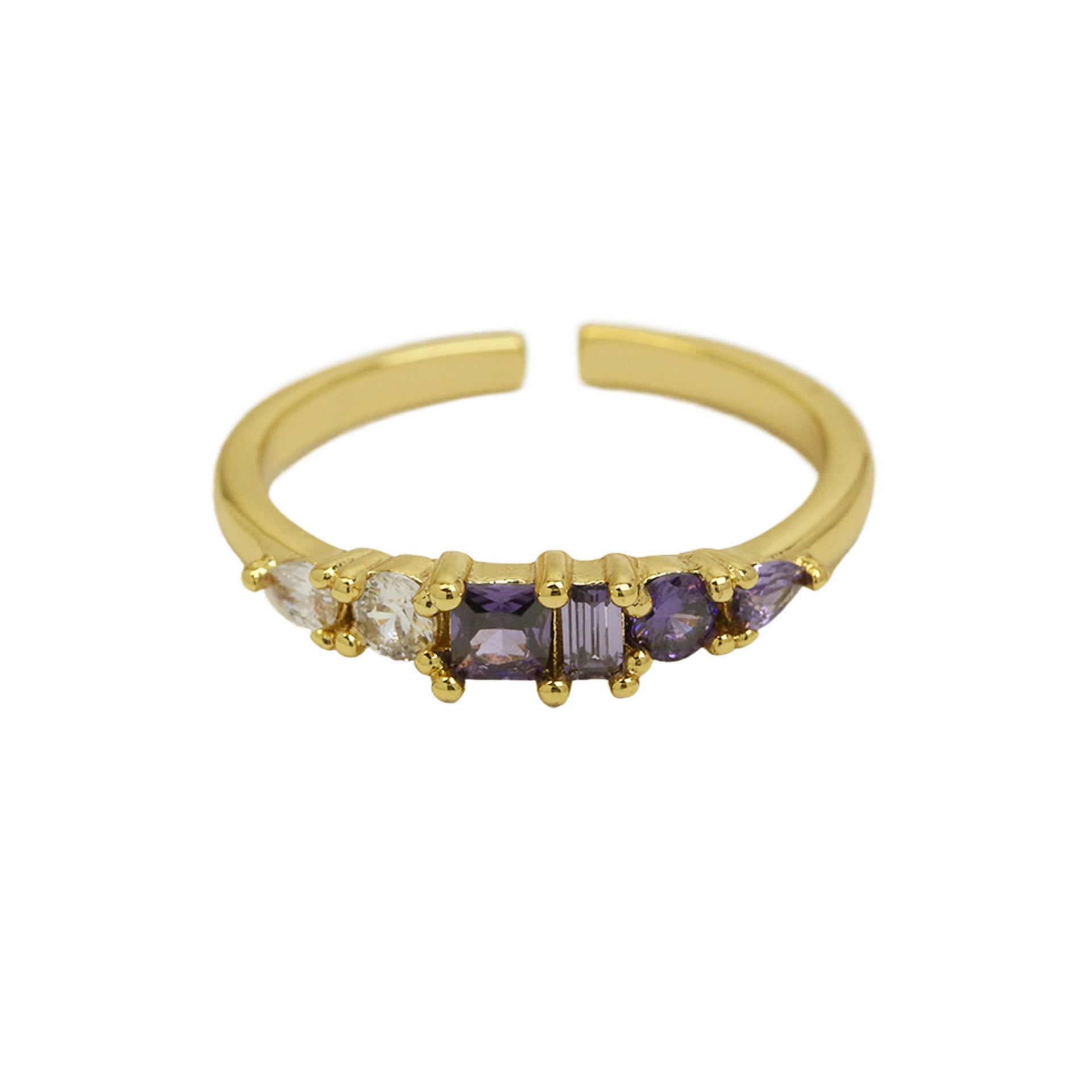 Wholesale 18K Color Zirconium Ladder Square December  Ring