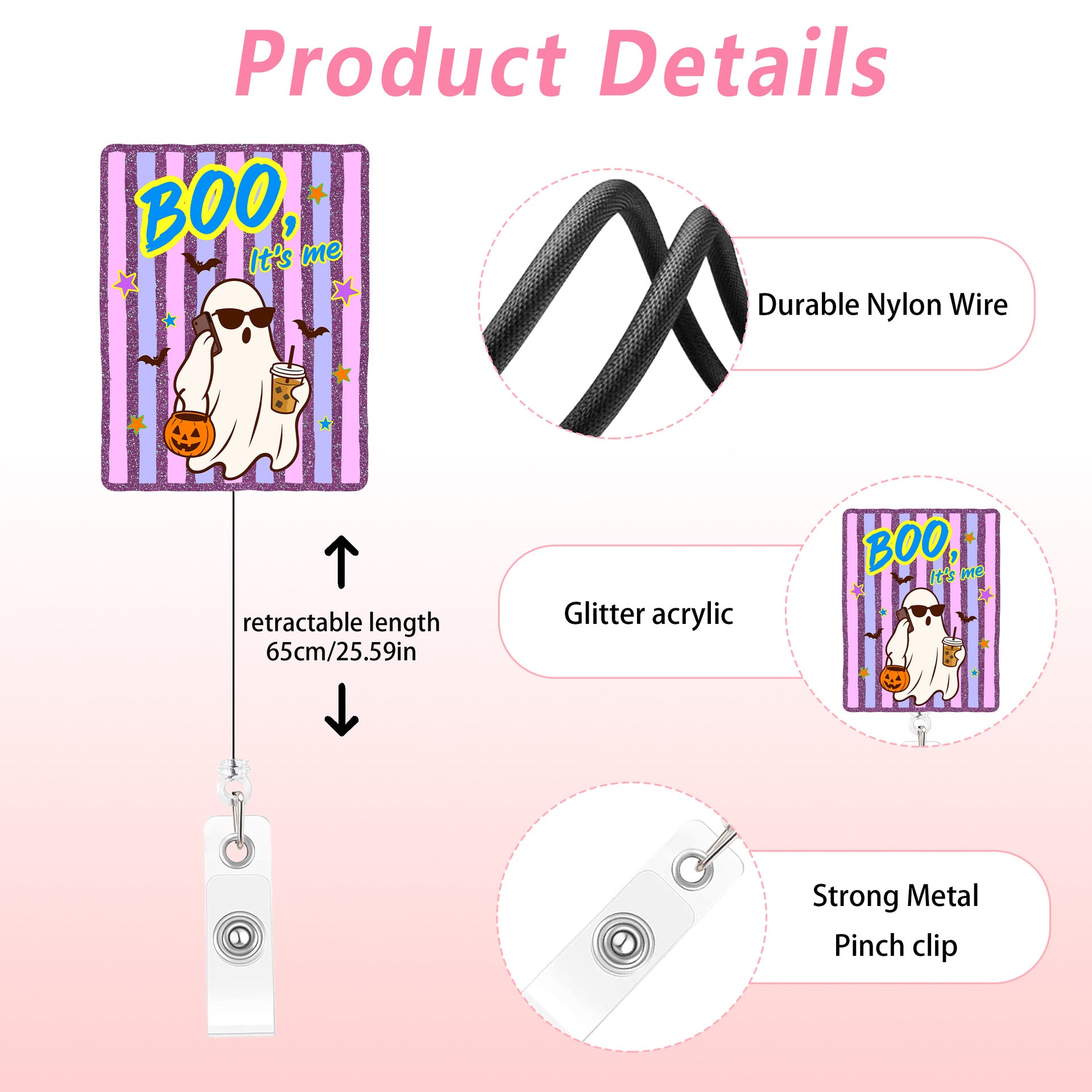 Wholesale Plastic Retractable Badge Clip Pink Goose Design Stylish Office ID Card Holder And Everyday Work Accessory