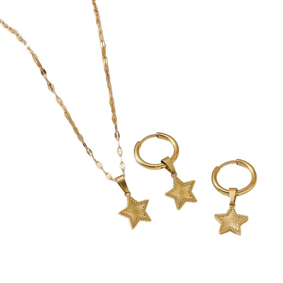 Wholesale Lucky Pentagram Clavicle Necklace Earrings Set Women' s Fashion