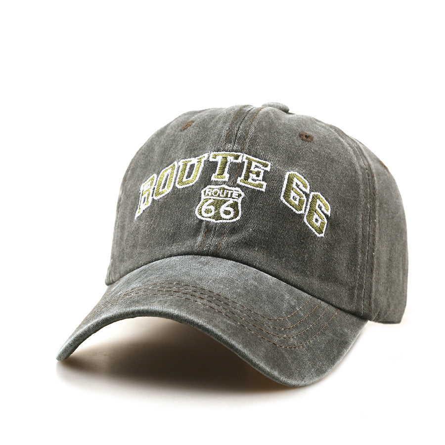 Wholesale Stylish Black Baseball Cap with Route 66 Letter Embroidery,  Outdoor Sun Protection Hat for Sports,  All-Season Casual,  Boutique Resale
