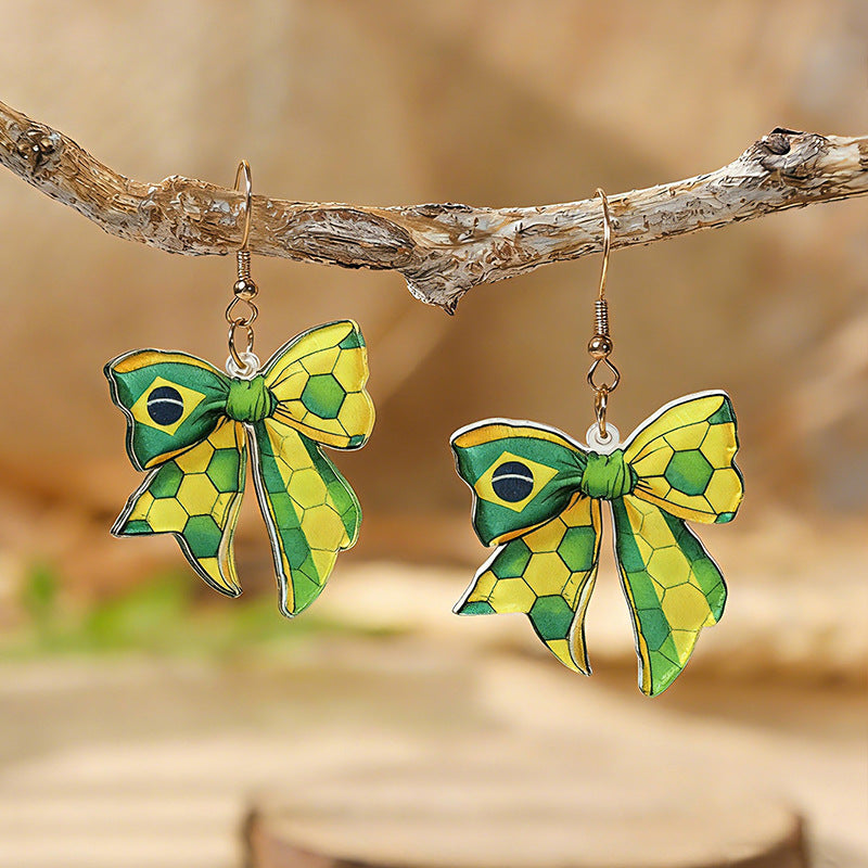 Wholesale USA Mexico Canada Soccer Bow Acrylic Earrings