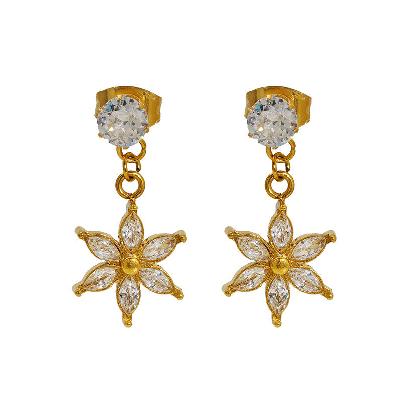 Wholesale Summer flower earrings for women inlaid with zircon light luxury earrings