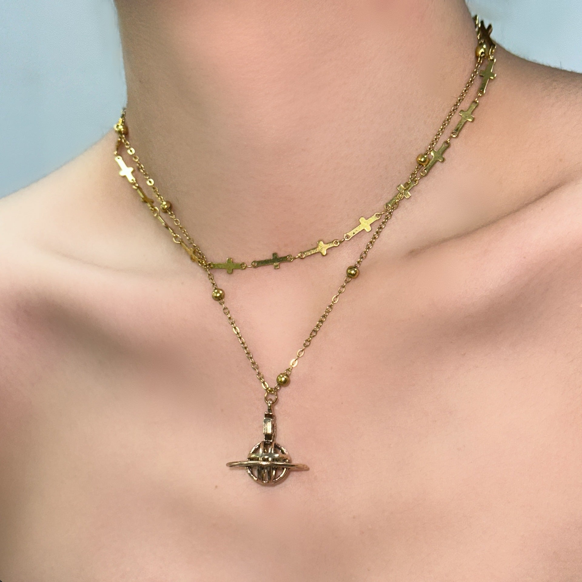 Wholesale Light luxury titanium steel necklace zircon clavicle chain