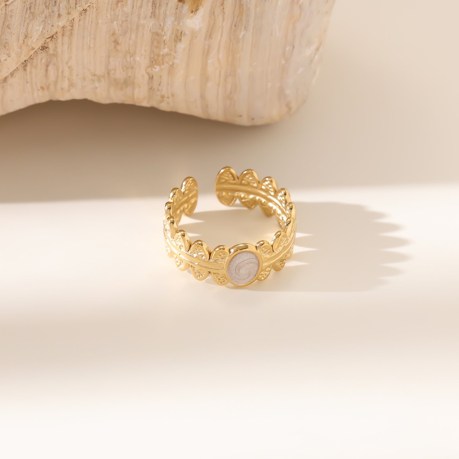 Wholesale Stainless steel gold-plated adjustable starfish flower ring