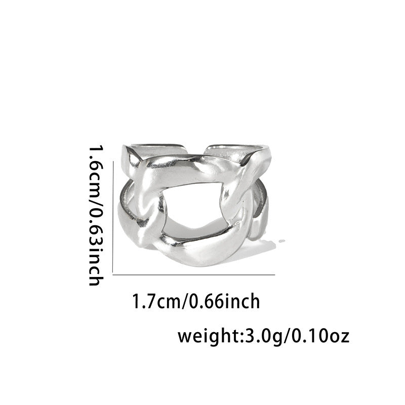 Wholesale Chic Geometric Hollow Leaf Open Ring,  Titanium Steel Electroplated,  Fashion Jewelry Accessory