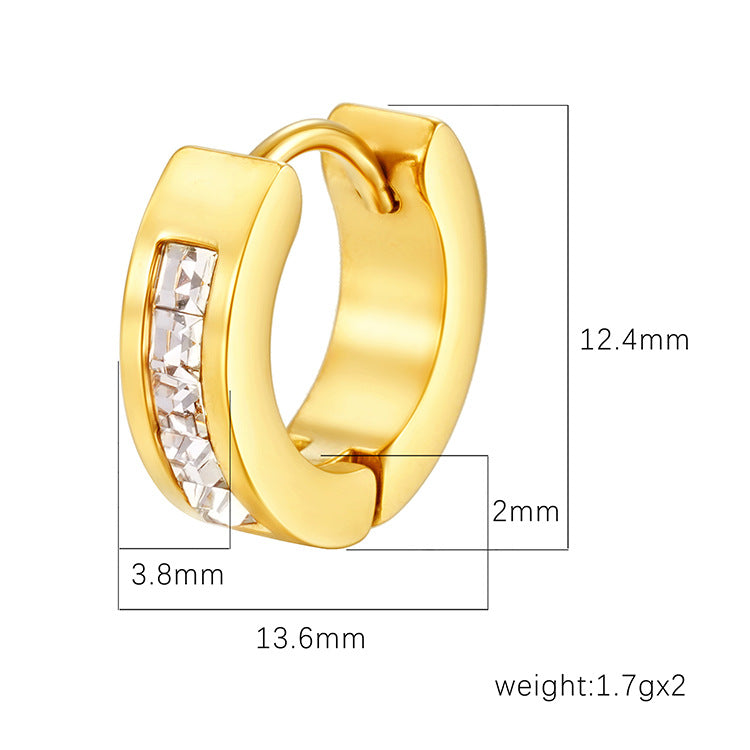 Wholesale  round inlaid zircon stainless steel earrings