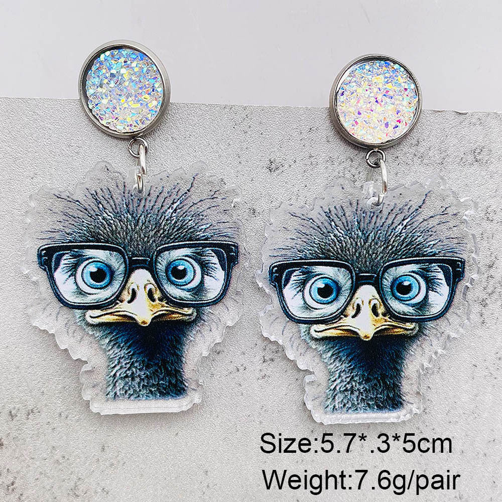 Wholesale  cartoon animal earrings  Dog elephant reading acrylic earrings