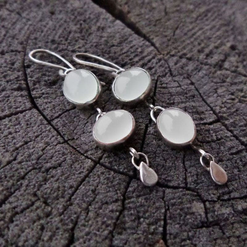Wholesale  lovely inlaid white cat's eye stone earrings