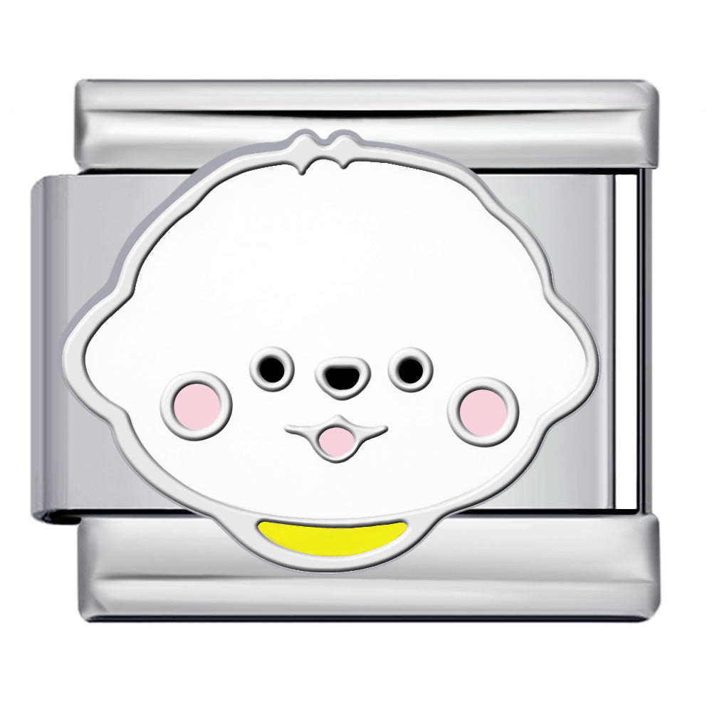 Wholesale 5pcs Italian Charm Bracelet 9mm DIY Splicing Cute Cartoon Dog Stainless Steel Composable Bracelet