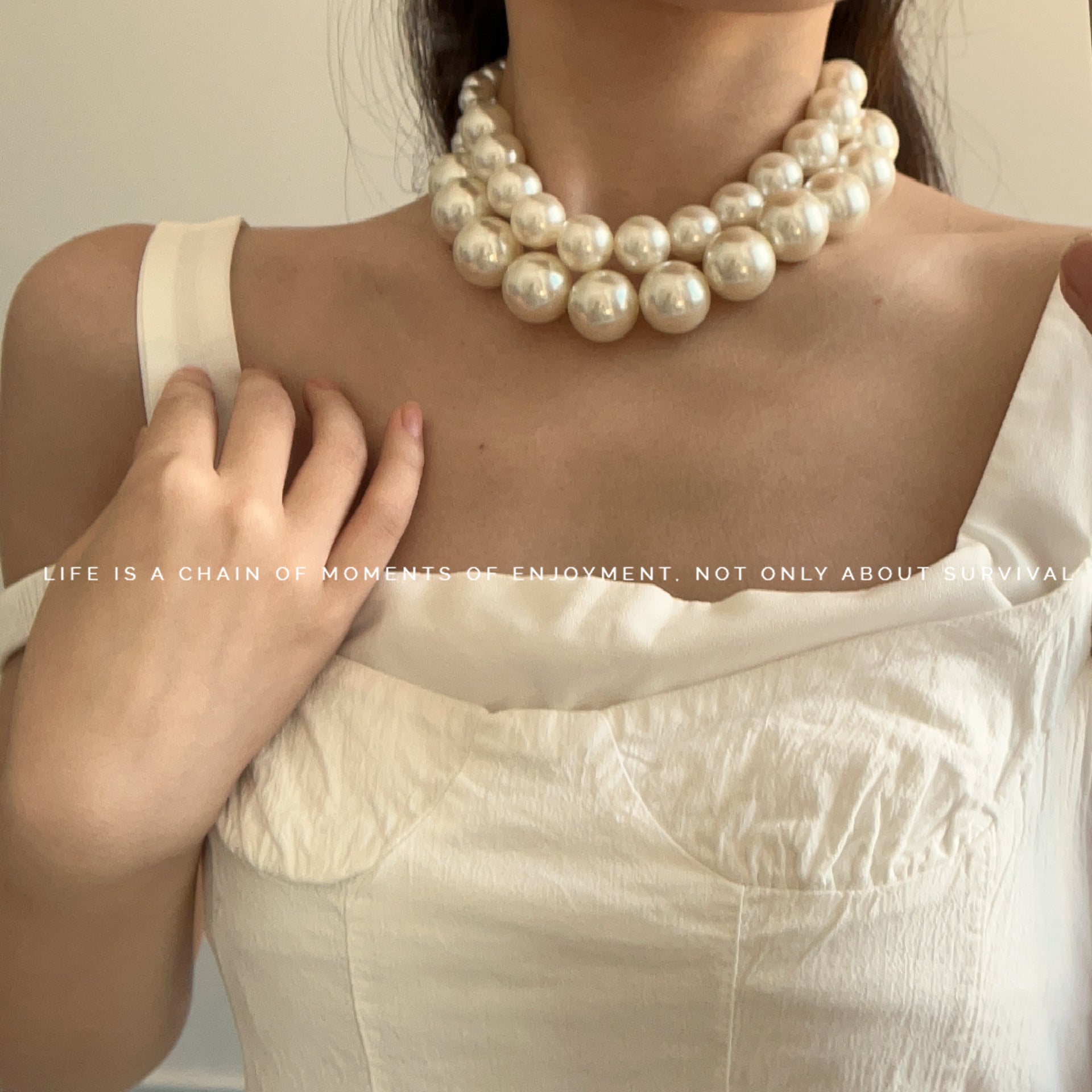 Wholesale  Large high quality Warm Color Pearl Choke Necklace