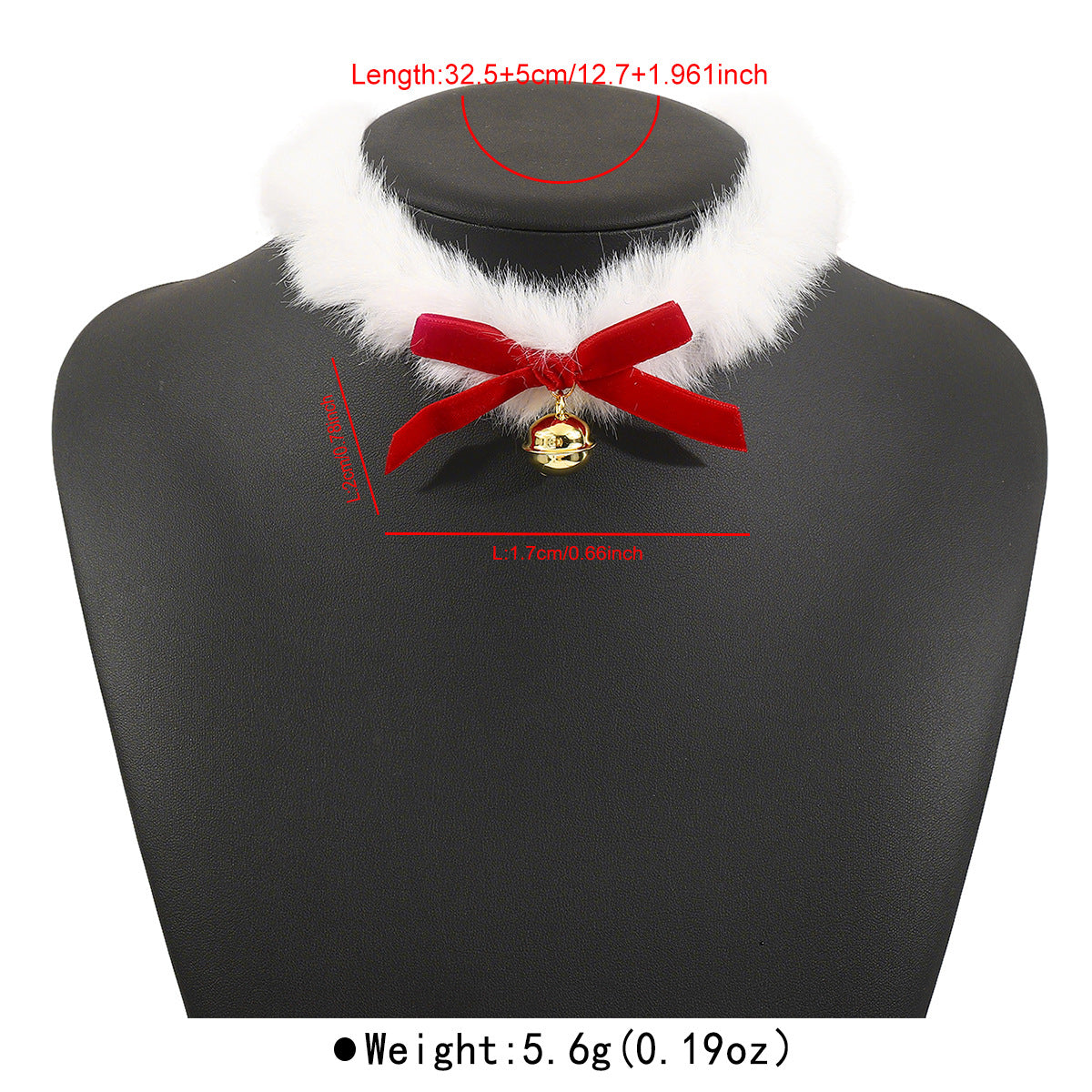 Wholesale Christmas velvet bow bell collar female plush ribbon choker necklace