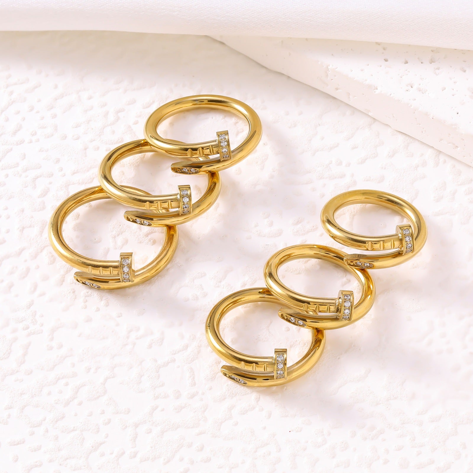 Wholesale Trendy Diamond Nail Couple Ring Everyday Fashion Accessory Gift